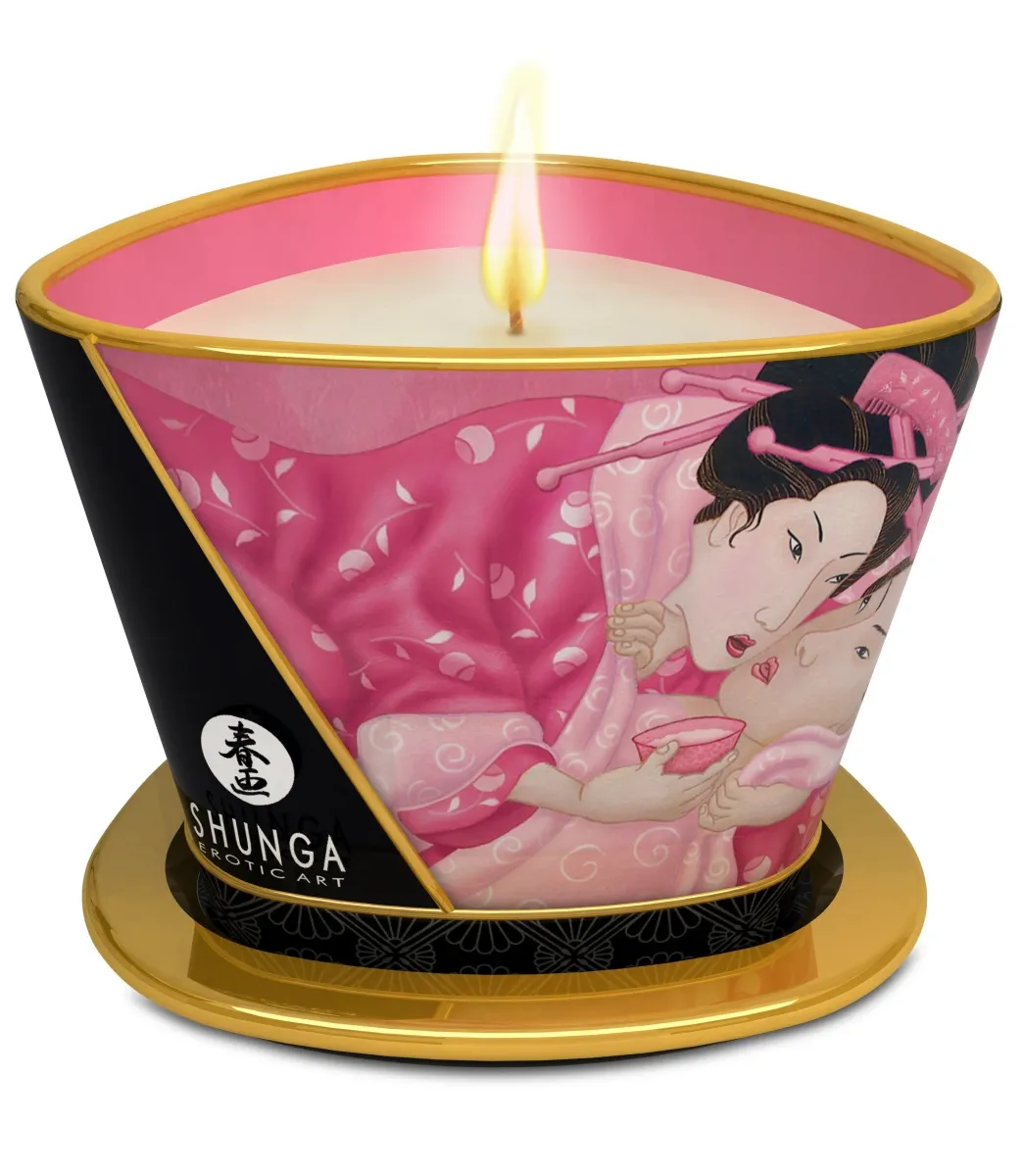 Bougie de Massage 170 ml Lueur et Caresses Aphrodisia Rose - Shunga