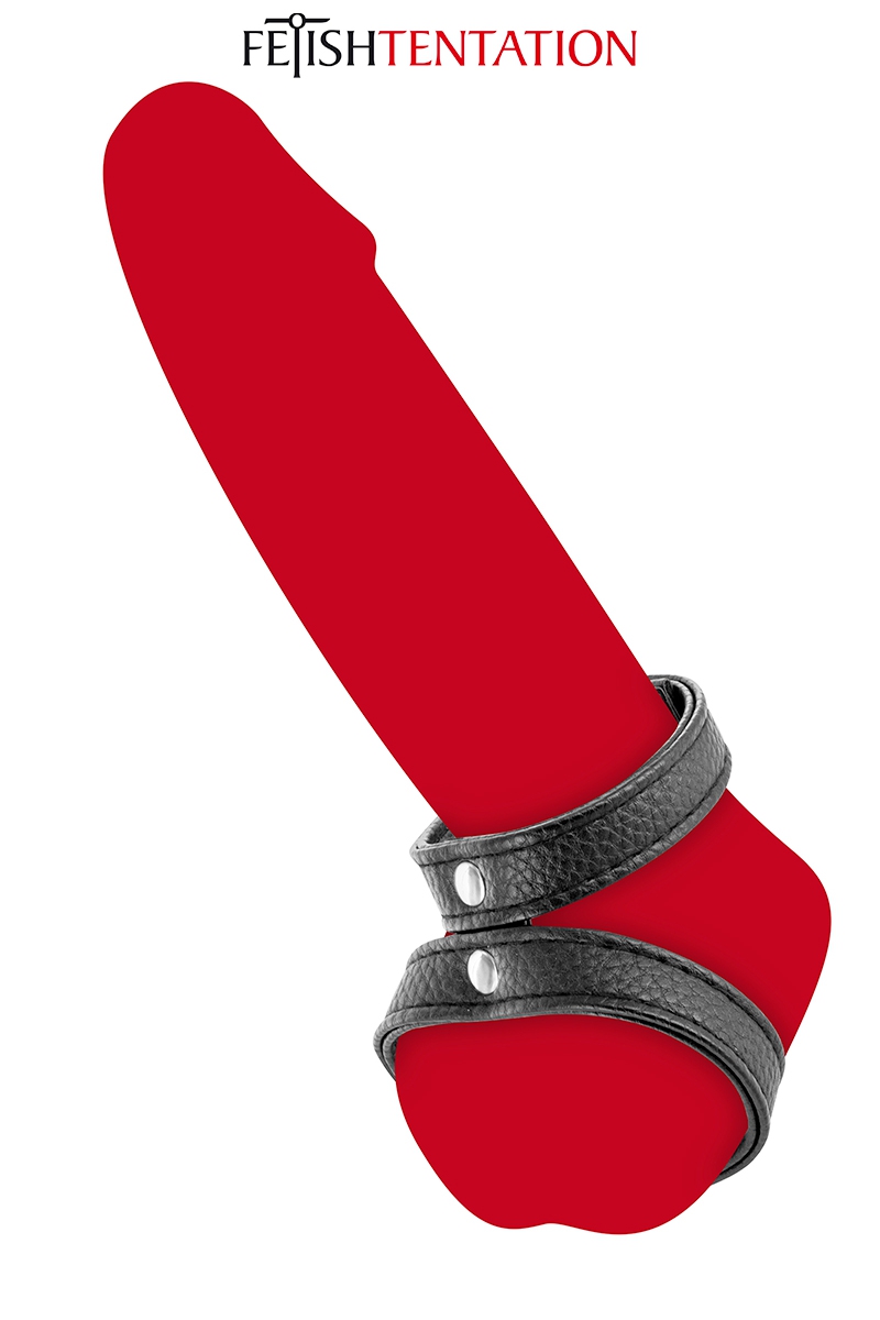 Double Cockring Simili Cuir Noir - Fetish Tentation