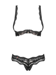 Ensemble Ouvert Soutien Gorge et String Luvae Noir - Obsessive