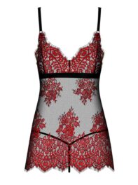 Ensemble Babydoll & String Dentelle Redessia Rouge et Noir - Obsessive