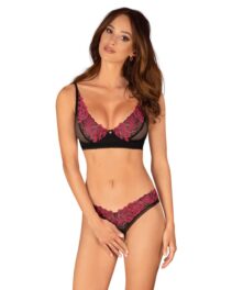 Ensemble Soutien-Gorge et String Ouvert Rosenty Noir - Obsessive
