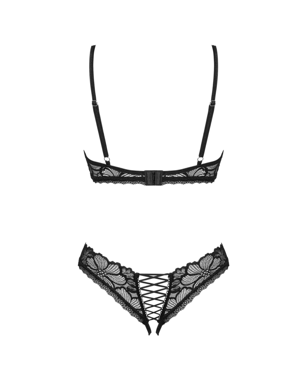 Ensemble Soutien Gorge et String Ouvert Serafia Noir - Obsessive